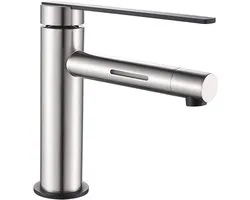 GRIFEMA G11002A Dover, sink mixer with built-in LED light, two color changes, bath tap, brushed nickel, grey, 3/9 de pulgada
