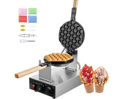 CommerciëLe Bubbelwafel Maker Van - Maak Heerlijke Lekkernijen, De 1400 W Machine Bakt Ei Pannenkoeken met Antiaanbaklaag, Draait 180°