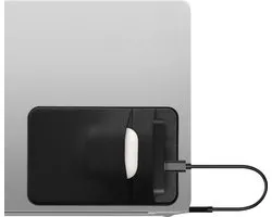 kwmobile elastische harde schijf hoes geschikt voor SanDisk Portable SSD, Samsung T7, Crucial X8, HDD - 13 x 8,3 cm - Met 2 opbergvakken - Externe SSD houder in mat zwart