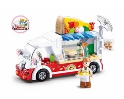 Sluban Girls Dream Pizza Wagen bouwspeelgoed kinderen vanaf 6 jaar – Constructiespeelgoed modelbouw – bouwdoos met 156 bouwstenen en 1 minifiguur – M38-B0993D