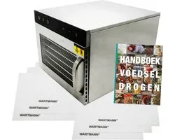 Wartmann Food Dryer Value Set - Déshydrateur professionnel dernier modèle - Four de séchage 6 couches - Manuel de Nourriture des Séchage - 6 tapis de cuisson en Siliconen - 2206 DH - Acier inoxydable double paroi - 25°C à 90°C