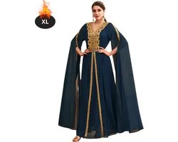 Nivard Islamitische Kleding - Djellaba Dames - Moslim Kleding - Arabisch Dames Kaftan - Alhamdulillah - Marineblauw XL