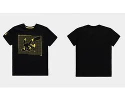 Tshirt Homme Pokémon -M- Attacking Pika Zwart