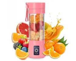 Ynkkvre - Mini-Mixer - Smoothie Maker - Portable Met 6 Lames Et Batterie Rechargeable USB - 1 Pièce - Pour La Maison Et En Déplacement Rose