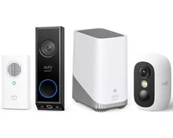 eufy Security E340 Video Doorbell met chime + HomeBase 3 S380 + eufyCam C35 – Beveiligingsset – Voordeelbundel