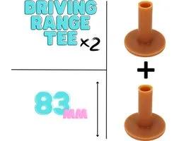 Driving range tee - 83mm - 2 stuks - Driver tee rubber - Golfaccesoires - Golftrainingsmaterialen - Afslaan - Golf tees - Golftee