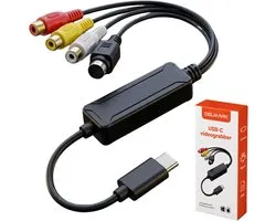 Delmark USB-C Video Grabber - AV vers USB-C Ordinateur portable ou mobile - Carte de capture vidéo RCA