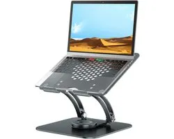 laptopstandaard, Tounee verstelbare computerstandaard met 360 roterende draaibaar, ergonomische laptop stijgcomputer bureauhouder -grijs
