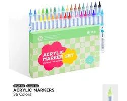 Arrtx - Acrylmarkers - Direct Liquid Ink - Paint Brush Tip Markers - 36 kleuren
