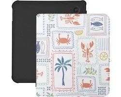 Lunso Convient pour Kobo Libra Colour housse (7 inch) - Vegan Saffiano Cuir Sleep Cover - Riviera Postcards