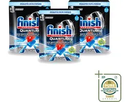 3 x Finish Powerball - Quantum Ultimate - Vaatwastabletten - Ontvetter - 60 Tabletten - Wasstrips - Vaatwasmiddel - Vaatwastablet - Ontvetter - Vaat Reinigen - Vaatwasser