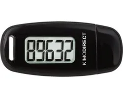KIMO DIRECT Stappenteller met Clip en Draagkoord - Stappen Tellen - Activity Tracker - 3D Sensor - USB Oplaadbaar - Zwart