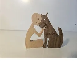 Houten beeldje - Natuurlijk hout - Beeld - Decoratief - Hout - Man - Tekst - B09