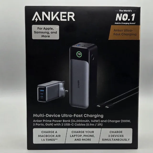 Anker 737 24000mAh Power Bank & 100W Prime GaN Charger Bundle USB-C - New Sealed