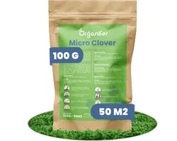 Micro Clover Lawn - Graine de Trèfle Zuiver (100 g pour 50 m2) - Enrichit le sol - Suppresseur naturel de mauvaises herbes - Haute tolérance au foulage - Pelouse verte toute l'année - 100% Pure Organifer Euromic Micro Clover