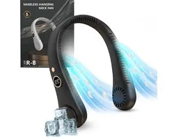 Nekventilator met Display - Nek Ventilator - Nekventilator met Koeling - Neck Fan - Draagbare Nek Ventilator - Gezichtsventilator - Hals Ventilator - Nek Fan - Hoofd Ventilator - Nek Airco - Nek Ventilator Oplaadbaar USB