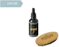 Velihan Beardcare - Baardverzorging Duo Pack - Baardolie Clary Sage 30ml - Baardborstel- Baardverzorging set - Cadeau voor hem - Baardverzorging - Baard olie - Cadeau voor vriend - Baardgroei - Perfecte cadeau voor man