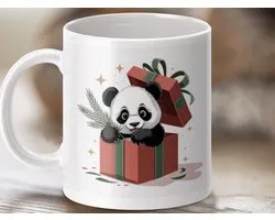 Mok Merry Christmas Panda Cadeau, Leuke Dierlijke Beker, Kerstmis mok, Panda Bear mok, Cadeau Idee, Koffie mok, Geschenk mok