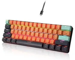 StayPowered Gaming Keyboard - Ultradun 60% Ontwerp voor Prestaties & Comfort - Mechanische Rode Switches - RGB-Verlichting - Ergonomische Keycaps - Anti-Ghosting Toetsen - USB-C Plug-and-Play - Zwart - Levering Sneller dan Aangegeven!