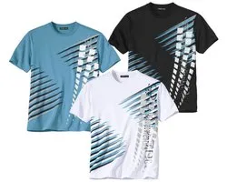 ATLAS FOR MEN - Set van 3 graphic sport T-shirts - Heren - Verkrijgbaar in grote maten - 5XL