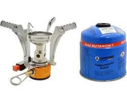 Opvouwbaar mini-campingkooktoestel/kookpit - zilver - incl. gas navulling 500 gram
