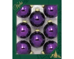8x morceaux de boules de Noël en verre 7 cm violet royal