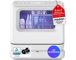 MEDION Mini vaatwasser, 6 programma's - MD370022 | afneembaar waterreservoir, 3 watertoevoermogelijkheden, touchbediening en LED display, UV licht, ideaal voor camping, tuin en appartement