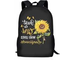 Wanyint School Students Cute Print Backpack Backpack for Junior Elementary and High School Children Shoulder Bag Daypack for Boys Girls, Sunflower