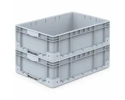 Povag Bac gerbable Euronorme - Lot de 3 - Bac de rangement - Bac de transport - 60x40x17 cm - Gris