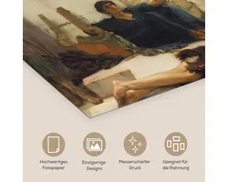 Poster 150x75 cm - A reading from home - Lawrence Alma Tadema - Posters - Kamer decoratie - Wanddecoratie woonkamer - Muurdecoratie slaapkamer