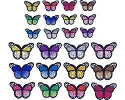 Rainbecom - Ensemble de 24 pièces à motif papillon - Écussons - Emblème thermocollant - application de tissu et thermocollant