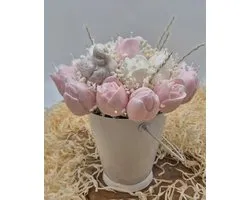Tulpenboeket - Tiny Trendy Treasure - Bucket of tulips - Tulpen boeket - Tulpen kaars - Kaars boeket - Tulip bouquet - Candle bouquet - Flowerbox - Kaarsen - Geschenk - Cadeau voor haar - Uniek cadeau - Origineel cadeau