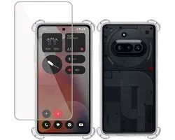 TechNow Hoesje + Screenprotector geschikt voor Nothing Phone (3a) – Hoesje Screenprotector - Tempered Glass - Extreme Shock Case Transparant
