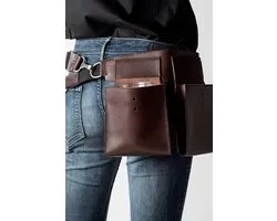 Riem de restauration VAN-SYB Marron - Ceinture de serveur en cuir - Riem de restauration forte et Luxe + support - Ceinture réglable (Taille XS - L)