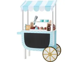 Teamson Kids My Little Helper – Coffret de jeu de rôle avec chariot à glaces et Accessoires de vêtements pour bébé , Blauw/ Wit