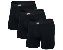 SAXX Boxershorts Heren met Stop Drop Technology - Vibe Xtra Soft Comfort - 3-Pack - Zwart - Maat L