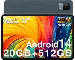 Tablette DOOGEE T40 11"2,5K 20 Go RAM + 512 Go ROM Android 14 avec Helio G99 Batterie 8580 mAh 16 MP + 8 MP, Gris