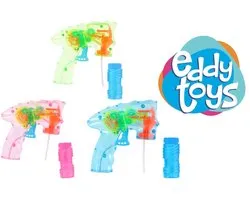 Eddy Toys Bellenpistool met Licht - Bubble Gun with Light 2 Stuks - Bellenpistool 60 ML inclusief Bellenblaasvloeistof - Automatisch Bellenpistool op Batterijen - 1 Willekeurige Kleur