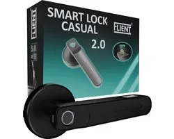 Flient® Smart Lock Casual 2.0 - Slimme Deurslot Met Vingerafdruk & Flient APP - Deurklink - Zwart - Slim Deurslot - Binnen - WiFi & BlueTooth - Deurkruk - Smarthome