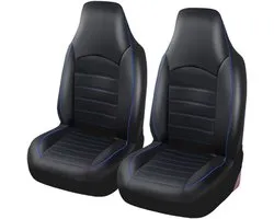 2PCS Classic Luxury Faux Leather Front Car Seat Covers - Waterproof Seat Protector - PU Leather Car Seat Cushion Pad - Geschikt voor de meeste auto’s SUV en trucks - Blauw