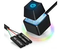 SnelShoppen - Externe PC Power Button 2M, RGB LED Desktop Schakelaar voor ATX PC, Onder Bureau, Verborgen Cases, 7-Kleuren Licht, Gemakkelijk aan/uit