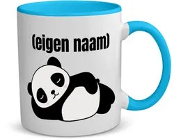 Akyol - panda couché avec eigen naam tasse à café - tasse à thé - bleu - Panda - amoureux des pandas - quelqu'un qui aime les pandas - anniversaire - cadeau - présent - contenu de 350 ML