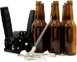 Flessenset - bierflesjes - kroonkurken – kroonkurkapparaat - cadeau mannen - inclusief bottelpijp