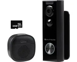 Quality4Less™ - Slimme Draadloze Video Deurbel met camera - 3MP Ultra HD - Wifi deurbel - Zonder abonnement - Incl. draadloze gong en 32GB SD-Kaart - (T-ring geluid) - Zwart