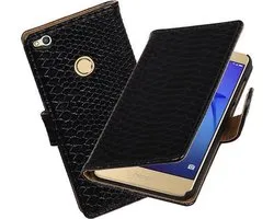 BestCases.nl Zwart Snake Booktype Wallet Cover Case pour Huawei P8 Lite 2017 / P9 Lite 2017