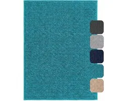 Antislip chenille badmat | Superabsorberend, machinewasbaar | Badkamer-, douche-, bad- en toiletmat, turquoise, 70x120 cm