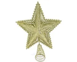 Gerimport Piek kerstboom - ster - goud - kunststof - 24 cm - Kerstpieken - Voor bomen tussen de 150 en 180 cm