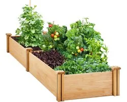 Yaheetech Palletframe, opzetframe, verhoogd bloembed, plantenbak met 2 plantengedeeltes, van hout, weerbestendig, tuinbed, groentebed, kruidenbed voor tuin, terras, balkon, 245,5 × 62,5 × 27 cm