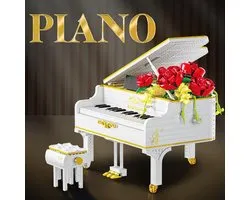 Zhe Gao - Piano rozen bloemen | Classic creator ideas | STEM speelgoed bouwpakket niet compatibel lego mould king mega | botanical bloemenboeket versiering | Vleugelpiano modelbouw volwassenen & kinderen | 1293 bloks | Cadeau voor vrouwen