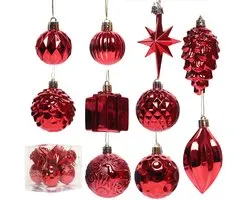 10 piece Christmas Ball Set - Classic Christmas Tree Decoration - Red